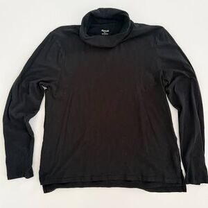 Madewell Black Whisper Cotton Turtleneck Long Sleeve Tee Shirt Size Large L